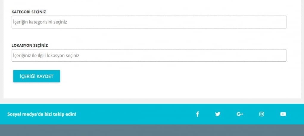 5. Kategori ve Lokasyon seçin.