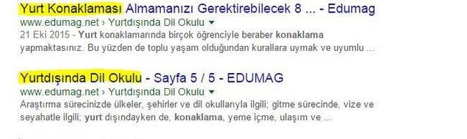 13. Anahtar kelimeler başlığın en başında olmadır.